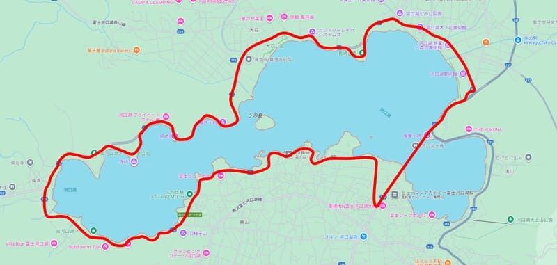 河口湖1周ランニングコース