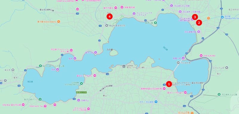 河口湖のコンビニエンスストアマップ